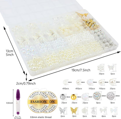 Hpebl 2136PCS Beads for Bracelets Pearl Bracelet Making Kit Friendship Bracelet Kits Bracelet Bead Kits Small Pearl Bead and Gold Beads Beading Kit for Bracelets Jewelry Making Kit
