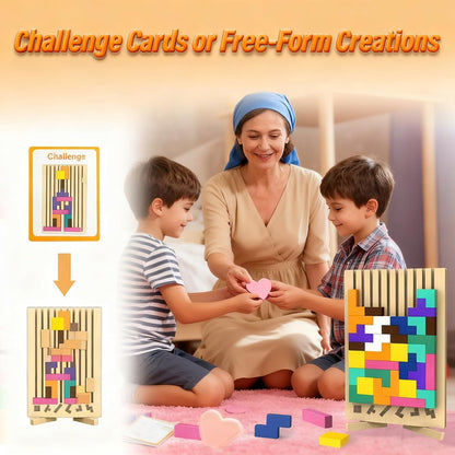 Wooden Montessori Russian Blocks Puzzle, 3D Stacking for Toddlers 3-6 Years Wooden Block, Montessori Educational Gift for Boys and Girls Board Game Educational Toys for Toddlers Brain Teasers