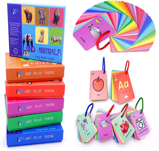 Toddler Number Flash Cards,No.123 Sight Words with Pictures Preschool Kids Flash Cards 28 Pcs with Ring(Number)