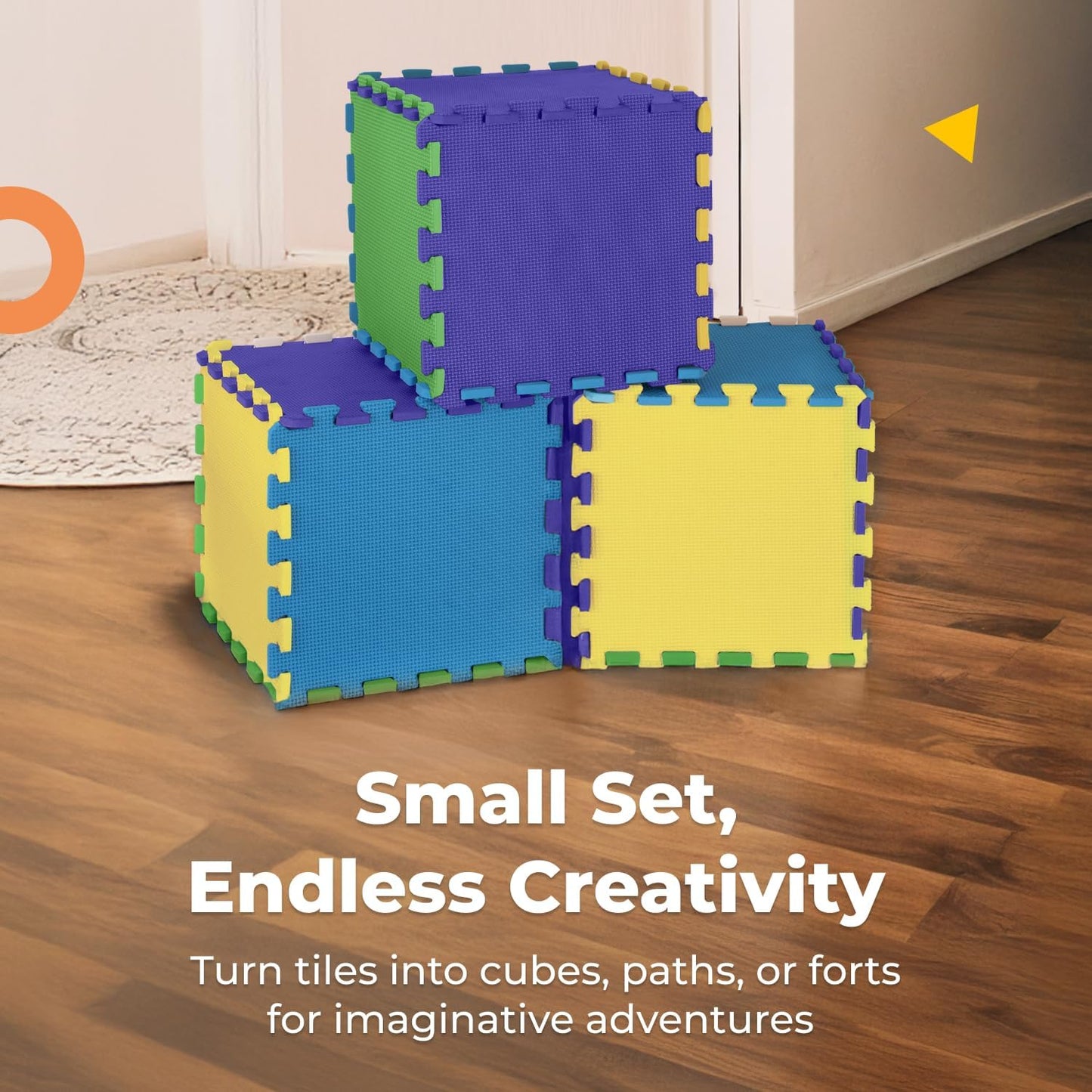 MioTetto Baby Play Mat, Soft Foam Floor Tiles for Kids. Adjustable Interlocking Foam Tiles, Fits with 50x50 Playpen Baby mat for Crawling & Development, Safe & Non-Toxic Playmat for Babies 6-12 Months