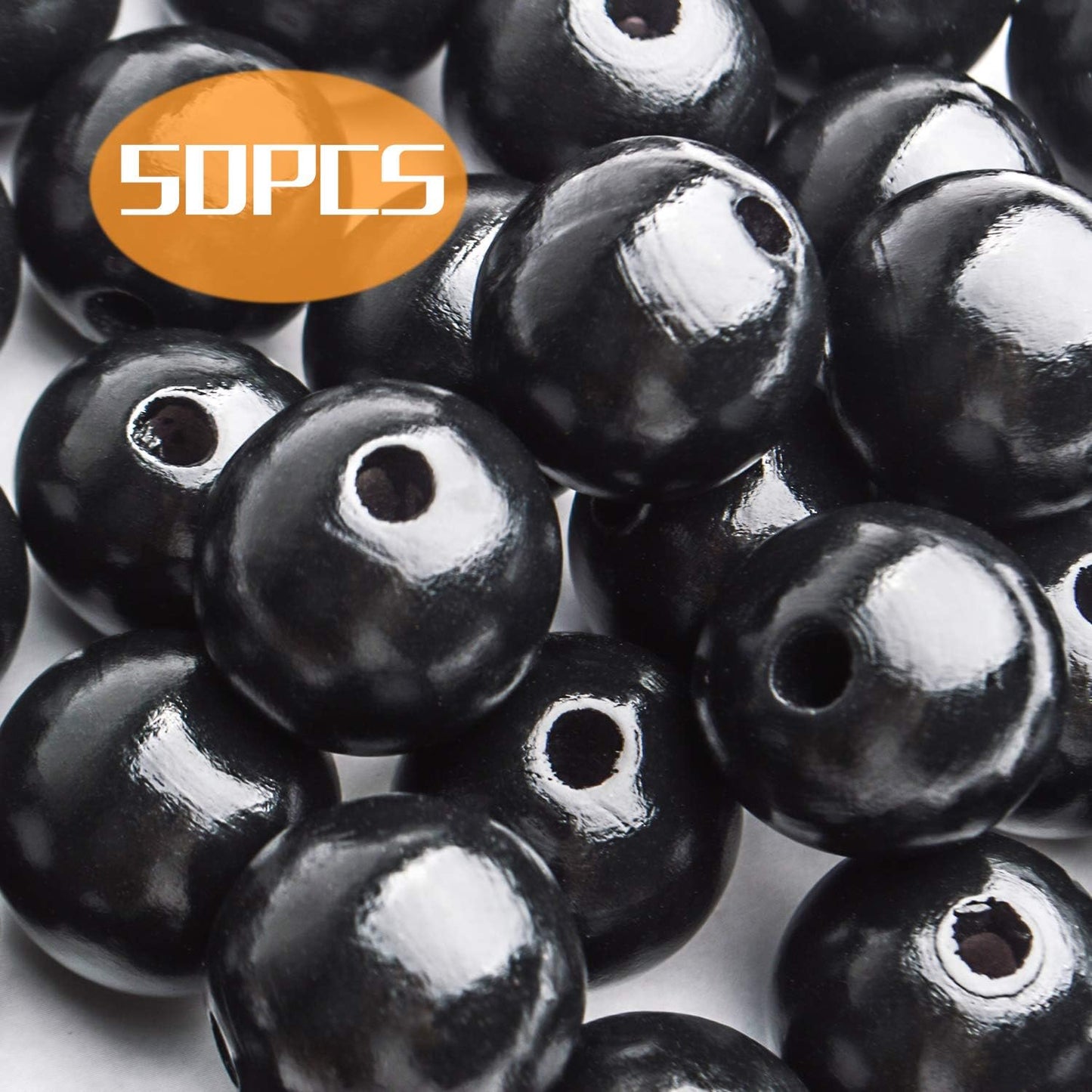Aylifu Round Wooden Beads, 50 pcs 25mm Natural Unfinished Wooden Spacers for DIY Crafts Jewelry Making, White, Hole: 5mm