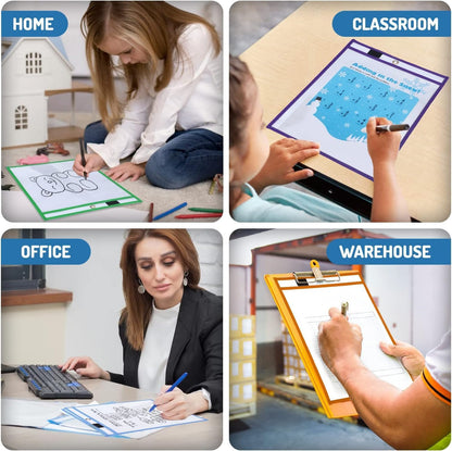 Dry Erase Pockets - 10 x 13 Reusable Dry Erase Pocket Sleeves for Work & School Worksheets - Heavy Duty Clear Pocket Sleeves - Quickly Wipe to a Flawless Clean (50 Pack Multicolor)