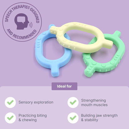 ARK Baby Grabber Sensory Chew, Baby Teether, Sensory Toys for Developing Speech and Feeding Skills, Medical-Grade Oral Motor Therapy Tools, Firm, Turquoise