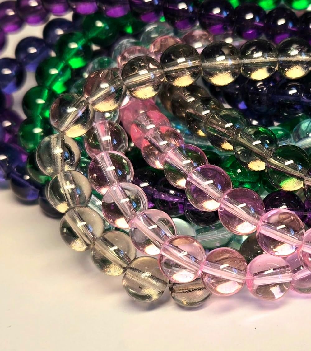 8mm Glass Beads Round Bulk for Bracelet, Glow in Dark Beads, DIY Jewelry Windchime Suncatcher Party Supplies, 300 pcs