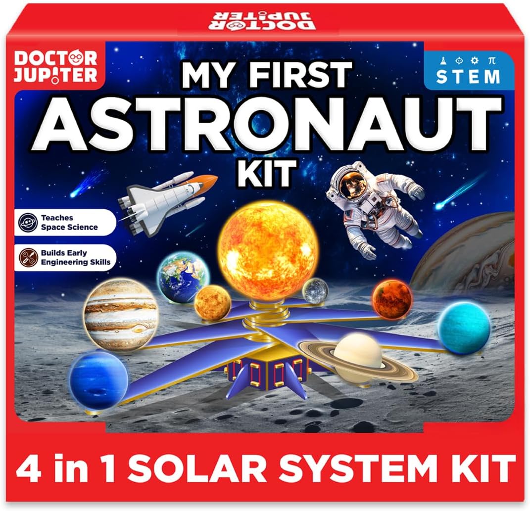 Doctor Jupiter My First Astronaut Kit, Solar System Project Kit for Kids, STEM Space Toys for 5-6-7-8-9-10 Year Old Boys & Girls | 4 in 1 Learning & Educational Toy