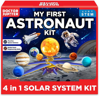 Doctor Jupiter My First Astronaut Kit, Solar System Project Kit for Kids, STEM Space Toys for 5-6-7-8-9-10 Year Old Boys & Girls | 4 in 1 Learning & Educational Toy