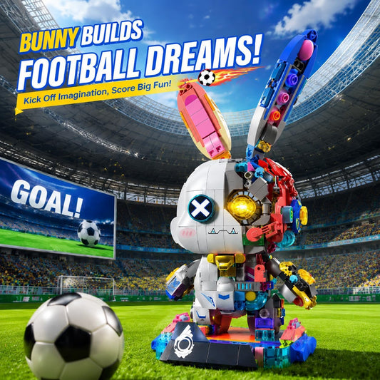 Mechanical Bunny Building Set for Adults,LED Light-Up Eyes Cute Cyberpunk Bunny Building Toy with Display Stand,STEM Poseable Animal Model Kit for Kids,for Boys Girls 8-14+ (1377PCS)