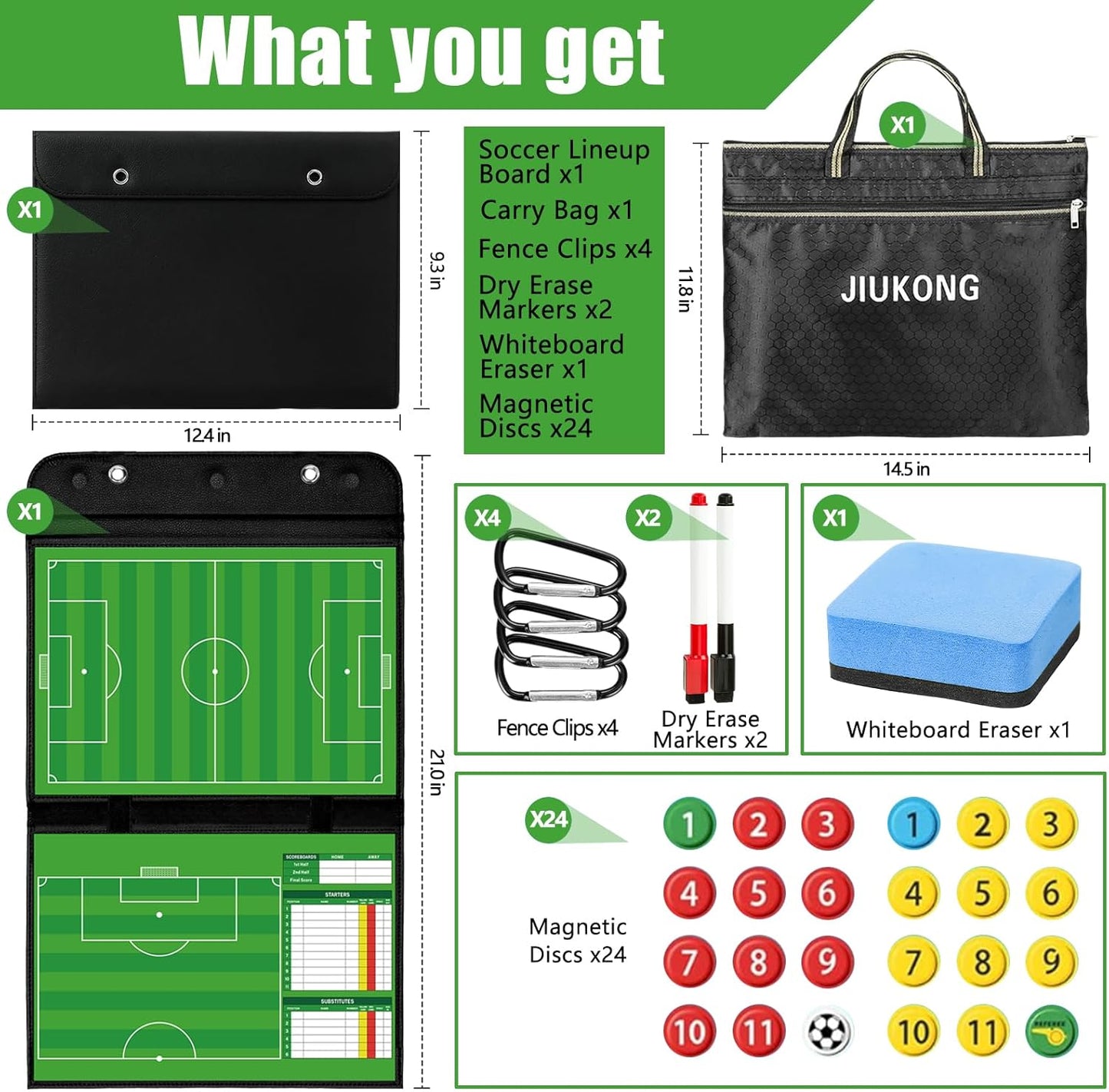 Magnetic Baseball Lineup Board for Dugout, 60 Magnets Coaching Clipboard with Dry Erase & Waterproof Bag – Dugout Organizer for Youth Baseball & Softball Coaches