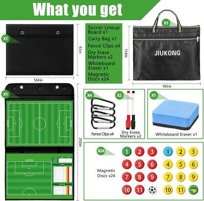 Magnetic Baseball Lineup Board for Dugout, 60 Magnets Coaching Clipboard with Dry Erase & Waterproof Bag – Dugout Organizer for Youth Baseball & Softball Coaches
