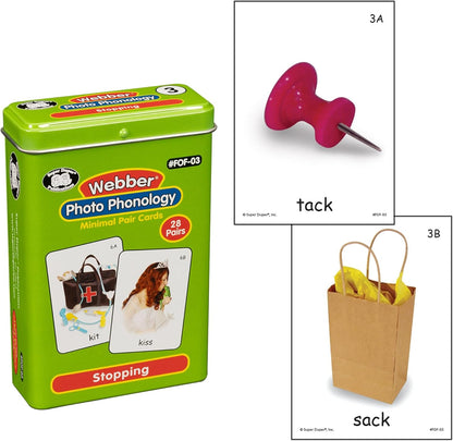 Super Duper Publications | Webber® Photo Phonology Stopping Minimal Pair Card Deck | Educational Learning Resource for Children