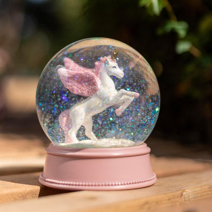 Flamingo Snow Globe for Adults, Christmas Snow Globes for Girls Kids Women, 100MM Glitter Snowglobe Gifts for Valentines Halloween Birthday Table Decor