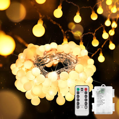 suddus String Lights for Bedroom, 66ft 200 Led Connectable Globe String Lights Indoor, Hanging Fairy Lights Plug in with Remote for Kids Room Dorm Classroom Outdoor Christmas Tree Decor, Warm White