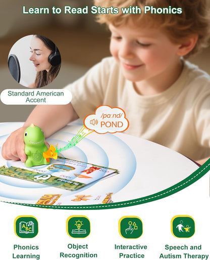Phonics Learning Toy for Preschoolers – Phonics Flash Cards with Talking Pen, Speech Therapy & Autism Sensory Toy, Learn to Read Educational Gift for Boys & Girls,Kindergarten Learning Activities