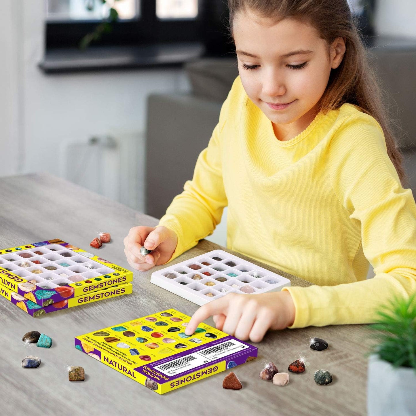 Rocks Collection 25PCS Rock and Mineral, Gemstones for Kids Gem Kit with Healing Chakra Gemstones, Tumbled Stones and Identification Guide, Educational STEM Geology Toy for Boys Girls Ages 6-12