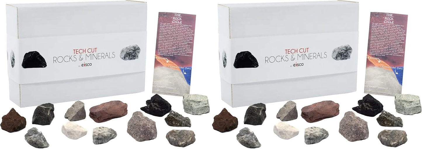 EISCO Rock Cycle Kit - 12 Pieces - Metamorphic, Igneous & Sedimentary Rocks - 1" Specimens - Geology Activity for Ages 8+