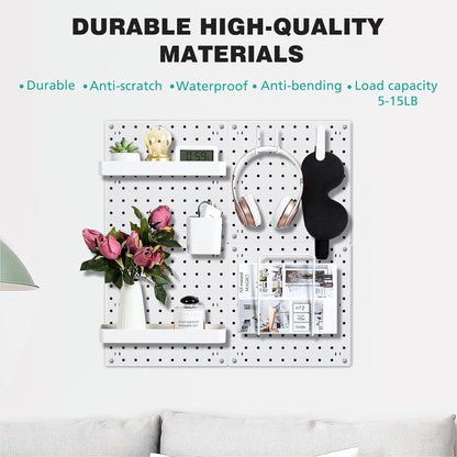 6Pcs Peg board, Pegboard Wall Organizer Panels, Wall Mount Display Small Pegboard Kits, Pegboard, Peg Boards for Wall Craft Room, for Kitchen, Garage, Workshop, Tool Accessories - White Pegboard
