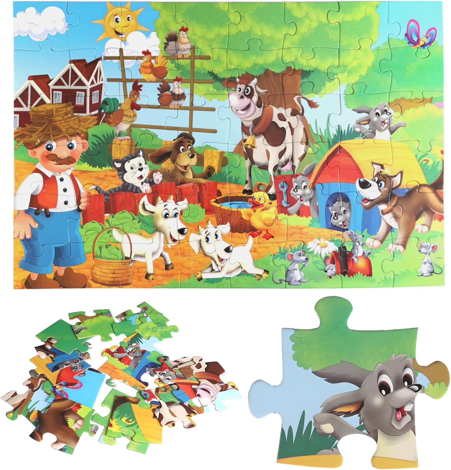 Jumbo Floor Puzzle for Kids, Large Jigsaw Puzzles 48 Piece with Box for Kids Ages 3-5,Preschool Learning & Education Toys, Gifts for 4-8 Year Old Boys and Girls(Jungle Animals)