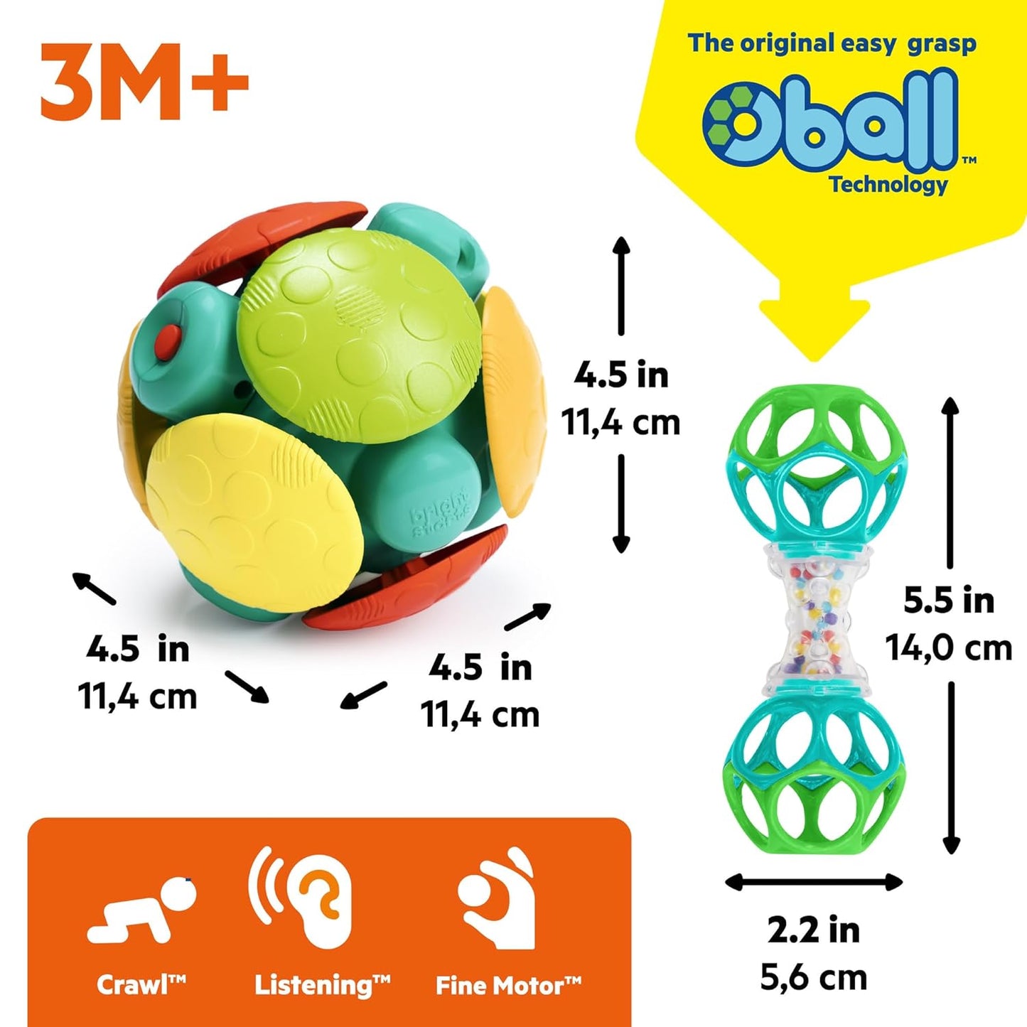 Bright Starts Soothers & Shakers 7pc Gift Set - BPA-Free Baby Rattles, Teethers and Stroller Toys, Unisex, Newborn+