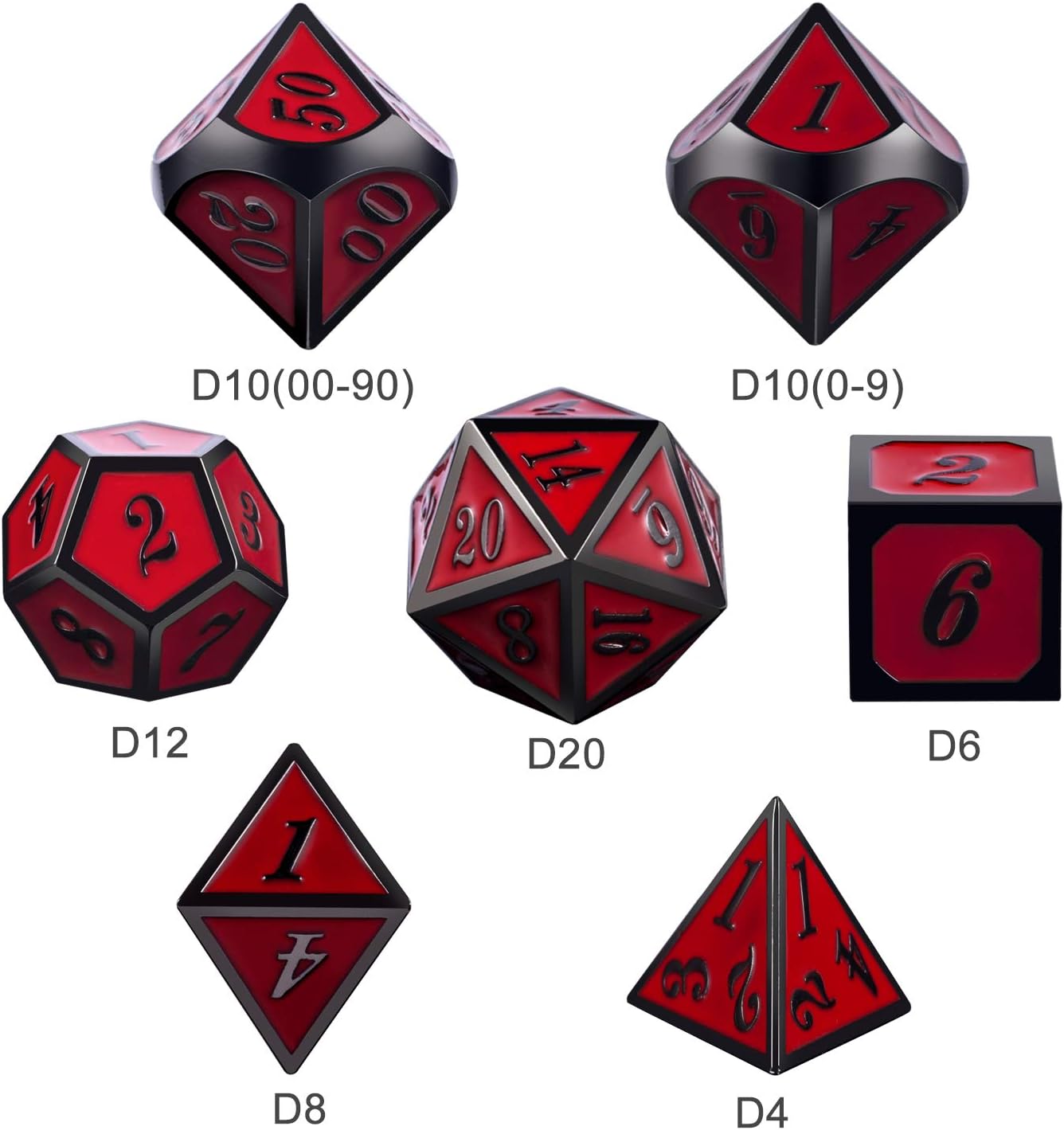 DnDnD Heavy Polyhedral Metal Dice Set with Metal Box, 7-die Shiny Blue Surface with Golden Number for RPG,Dungeons and Dragons,Pathfinder,Shadowrun,D&D,Role Palying Game and Math Teaching - Colors B