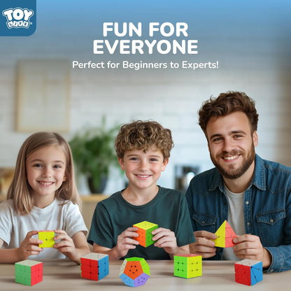 STEAM Life Speed Cube Set, Speed Cube Set of 2x2 3x3 4x4 Megaminx and Pyramid Cube Smoothly Stickerless Magic Cubes Collection for Kids & Adults