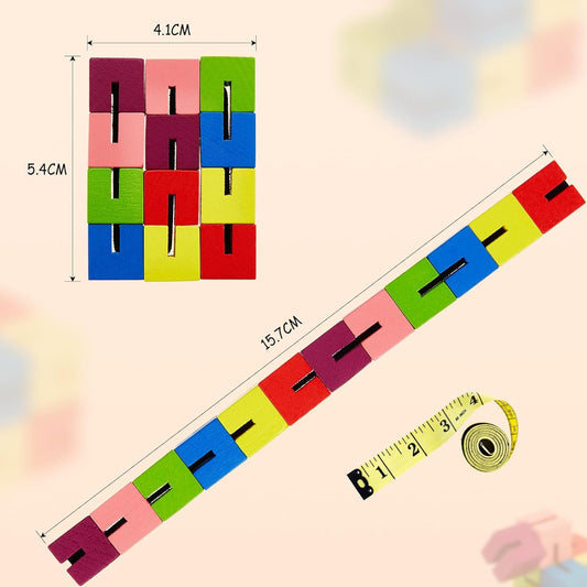 6 Pcs Wooden Fidget Toy Twist Block Cubes Puzzle Sensory Toys Fidget Cubes for Teens Party Favors for Boys and Girls