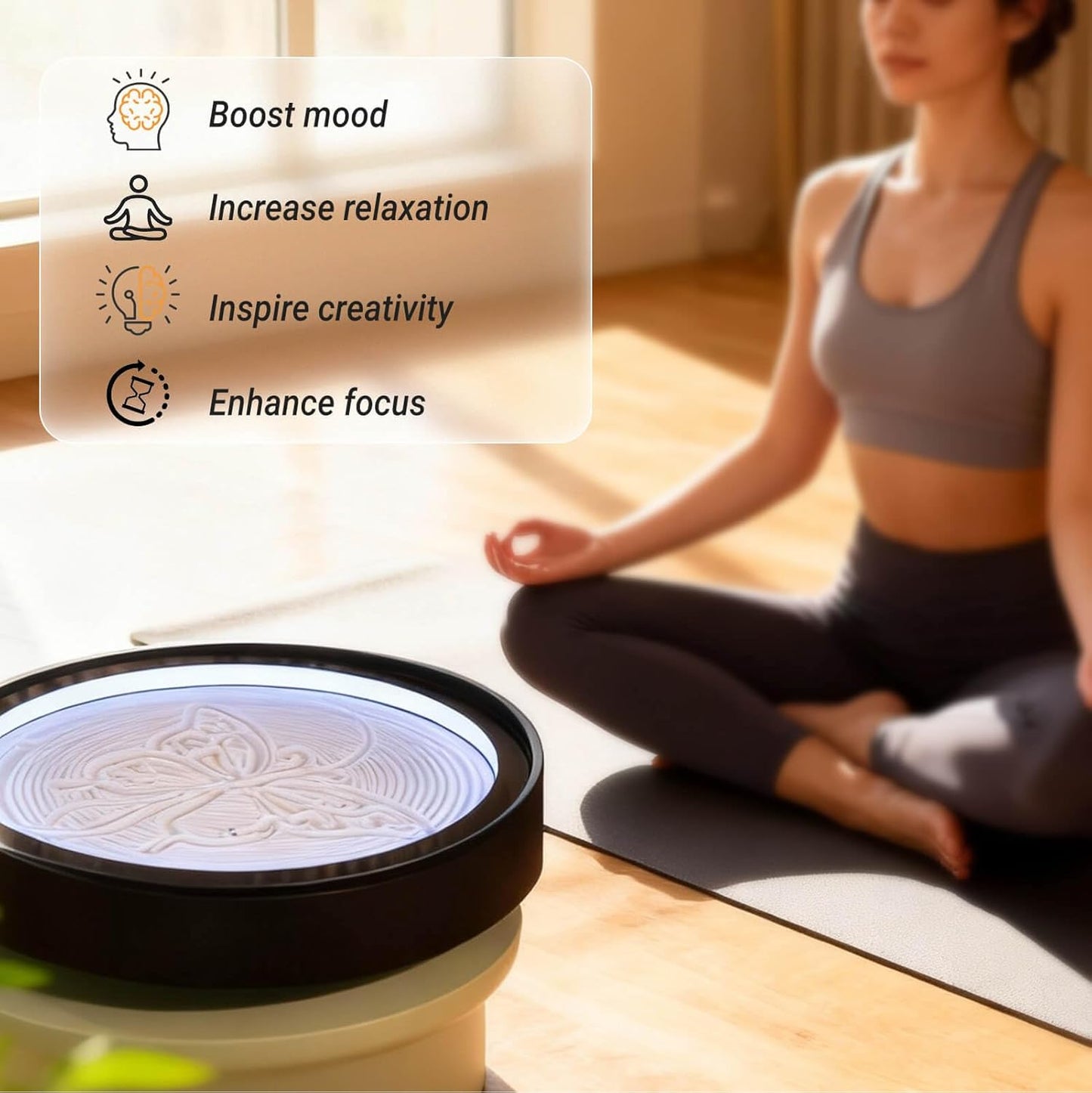 Lemofuta 20" Automatic Drift Sandscape – Zen Sand Art Display with App Control, DIY Custom Pattern Creation & LED Ambient Lighting – Perpetual Motion Decor for Relaxation, Focus & Meditation