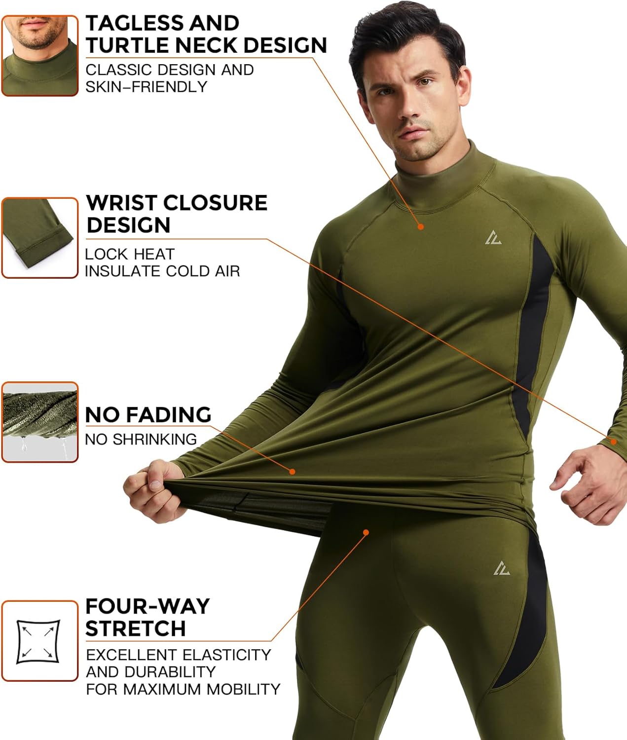 CL convallaria Thermal Underwear Long Johns Set Mens Winter Gift Hunting Gear Sport Base Layer Bottom Top - Colors A
