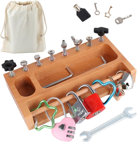 Sensory Bin Tools Montessori Screwdriver Board Set Lock and Key Toys Fine Motor Skills STEM Kits Quiet Toys Autism Classroom Must Haves