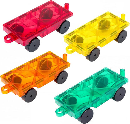 Magnetic Tiles, 96PCS Magnetic Block Toddler Toys with 2 Cars, 3D Clear Magnet Building Tiles Set, STEM Educational Toys for Kids 3-9 Years