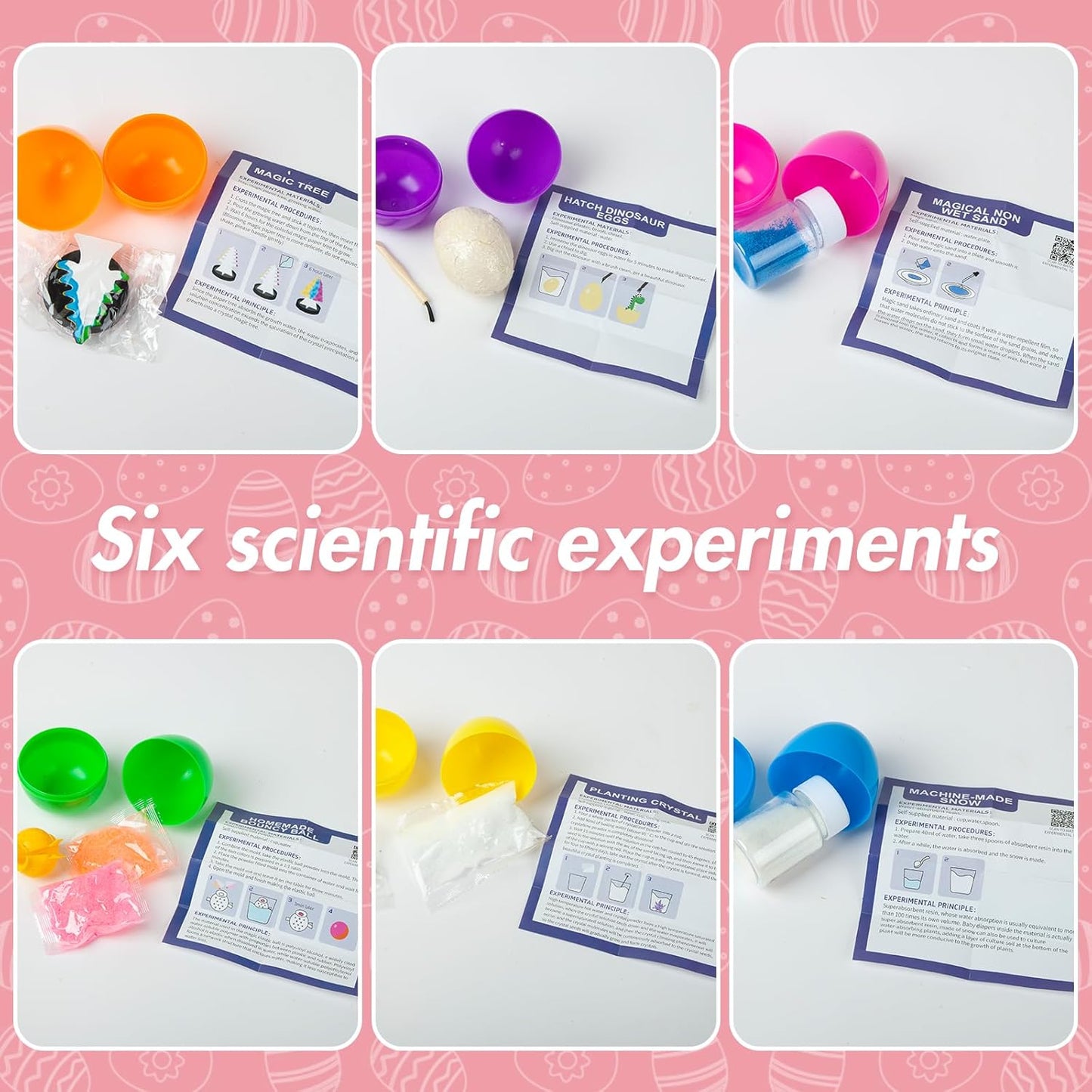 6Pcs Easter Eggs Science Experiments for Kids Party Favors Supplies for Easter Egg Hunt Basket Stuffers Fillers Classroom Prize Supplies