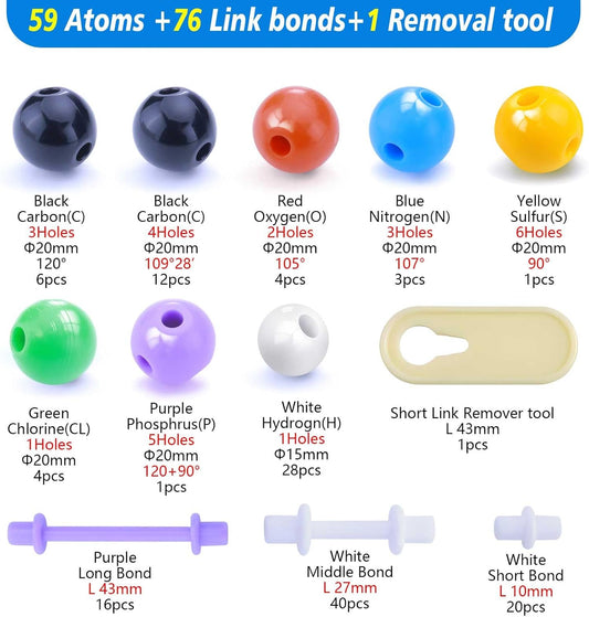 Chemistry Molecular Model Kit (208 Pcs) for Student and Teacher,Organic and Inorganic Chemistry Learning Set,Motivate Enthusiasm for Learning Chemistry and Raising Space Imagination
