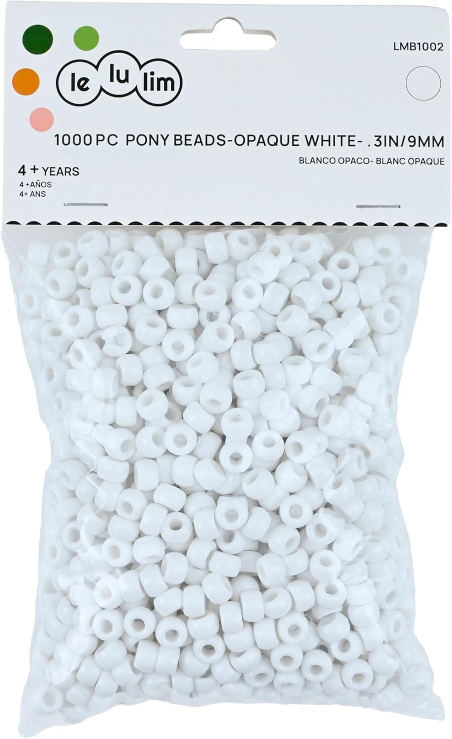 lelulim™ 1000 PC Pony Beads Opaque Black 3IN / 9mm Diameter. (Black)