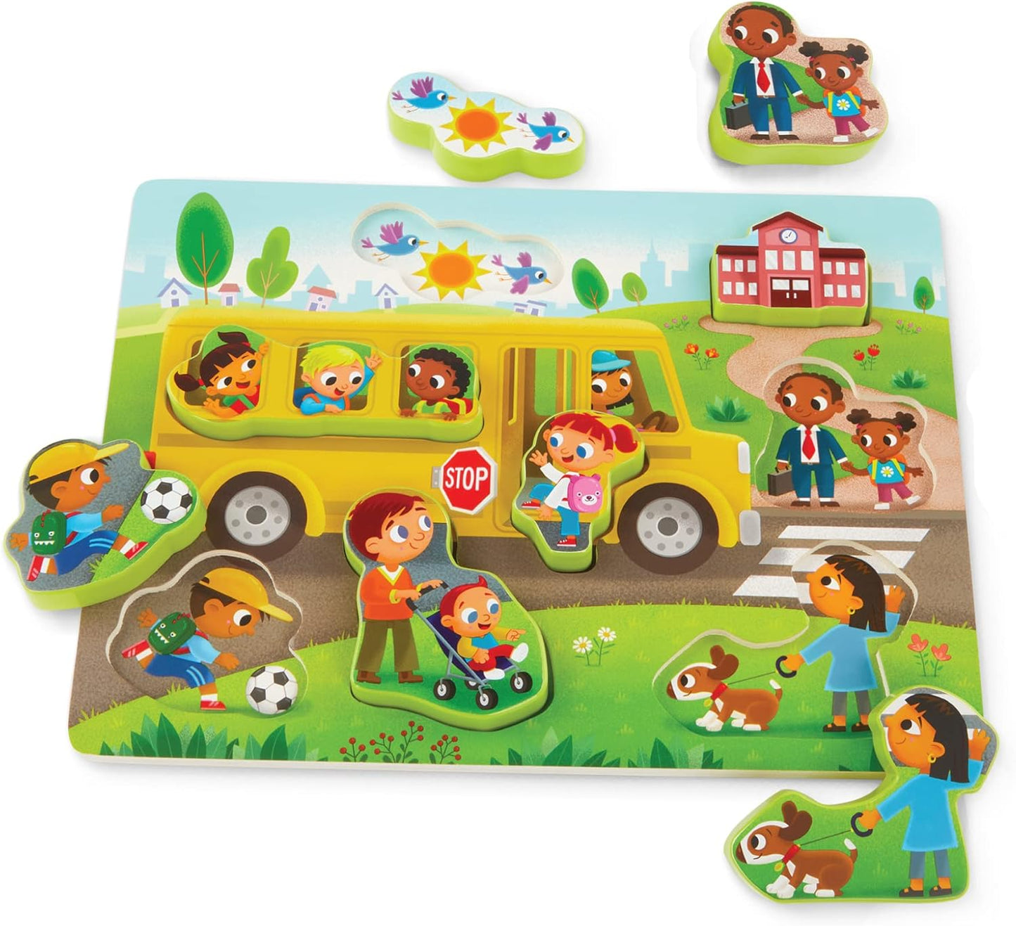 B. toys – Peek & Explore – School BusChunky Puzzle for Toddlers,Educational & Developmental Toys for Kids – 2+ Years
