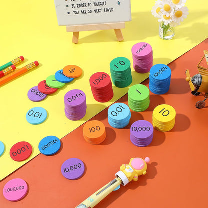 1000 Pcs Place Value Disks 10 Decimals to Whole Numbers Counting Chips for Kids Base 10 Place Value Manipulatives Math Counters Discs Set for Elementary School Math Supplies