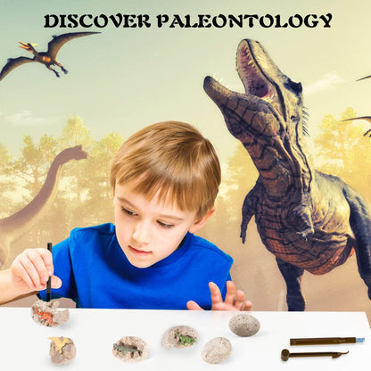 Dinosaur Fossil Dig Kit, Dino Excavation Kits for Kids, Educational Science Kits, Dinosaur Toys for Kids, Dig up 2 3D Skeleton Puzzles and 2 Dino Figures Including T-Rex, Triceratops