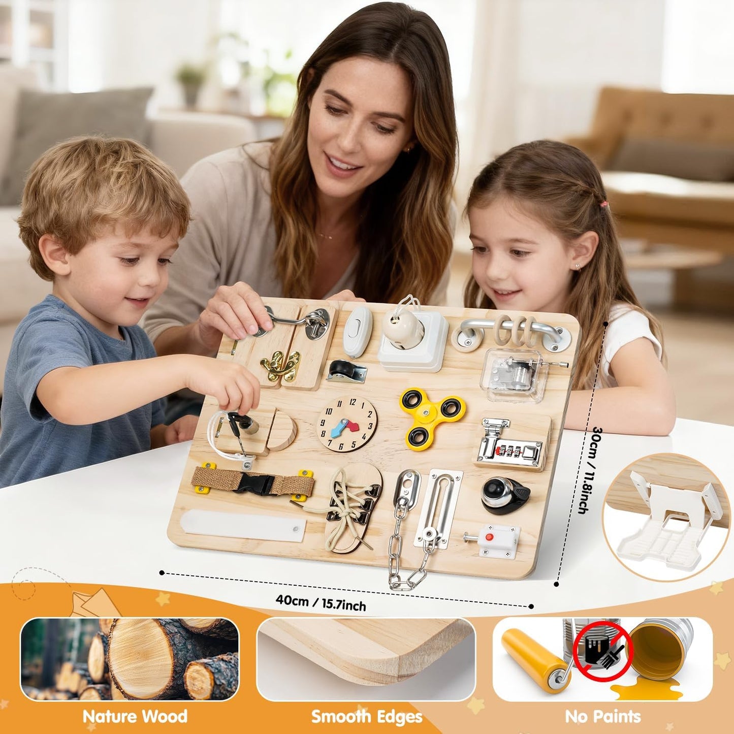 Busy Board for Toddlers 1 2 3 4 Year Old - Large Montessori Sensory Toys, Wooden Fidget Activity Board for Boys and Girls, Motor Skills Gifts for ADHD & Autistic Children Kids