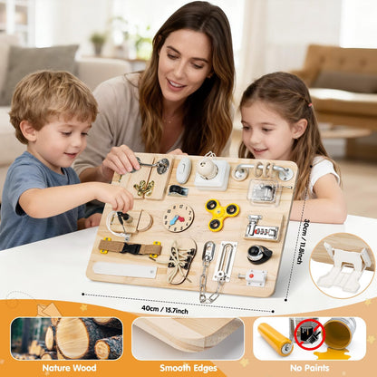 Busy Board for Toddlers 1 2 3 4 Year Old - Large Montessori Sensory Toys, Wooden Fidget Activity Board for Boys and Girls, Motor Skills Gifts for ADHD & Autistic Children Kids