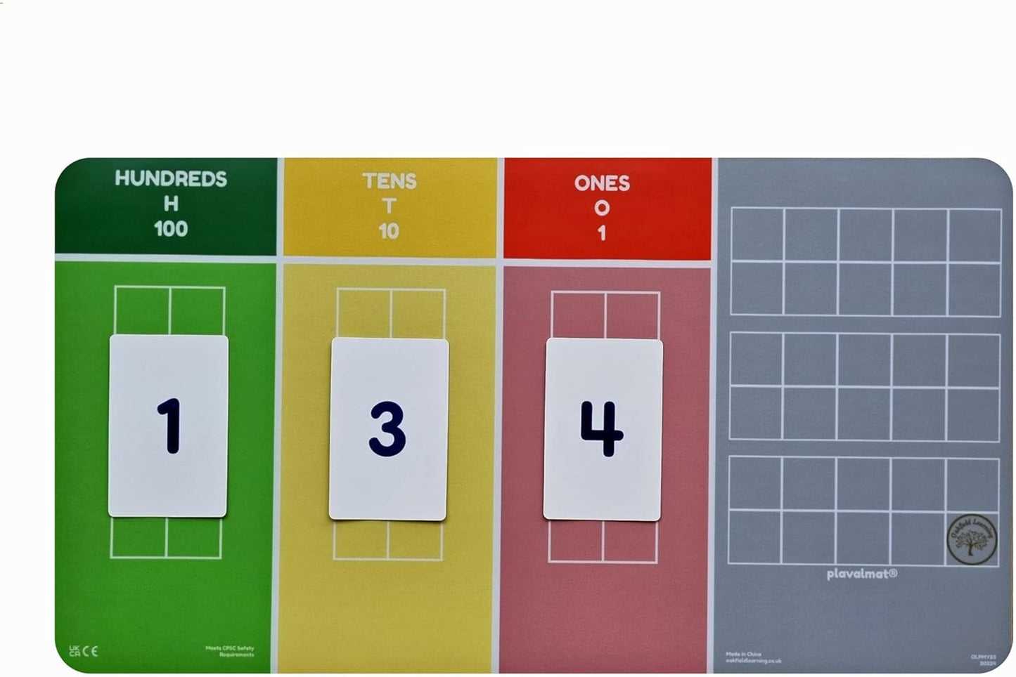 plavalmat® Multifunctional Math Mat Place Value Chart (Millions to 0.001 with fraction, decimal and percentage equivalents, units of metric measure and money)