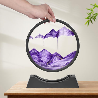 Wai Danie Moving Sand Art Picture 3D Hourglass Deep Sea Sandscape Liquid Motion Display Painting Flowing Sand Frame Relaxing Desktop Home Office Work Decor (Black, 12 Inches)