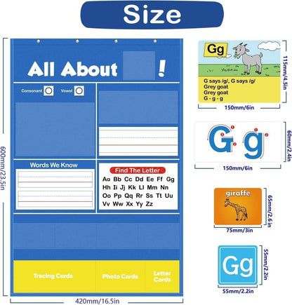 Alphabet Learning Pocket Chart ABC Flash Cards Alphabet Wall Chart Learning Games, Handwriting Practice Letter Tracing for Kids, Preschool Kindergarten Teacher Teaching Learning Activities Must Haves