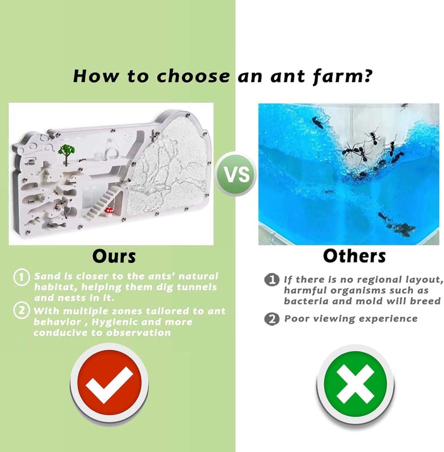 Ant Farm Castle - Large Viewing Area - Care for Live Ants - Ant Colony Observation Kits with Sand Habitat - Educational Science Gifts for Boys, Girls - Ant Farms for Kids, Adults, Student (White)