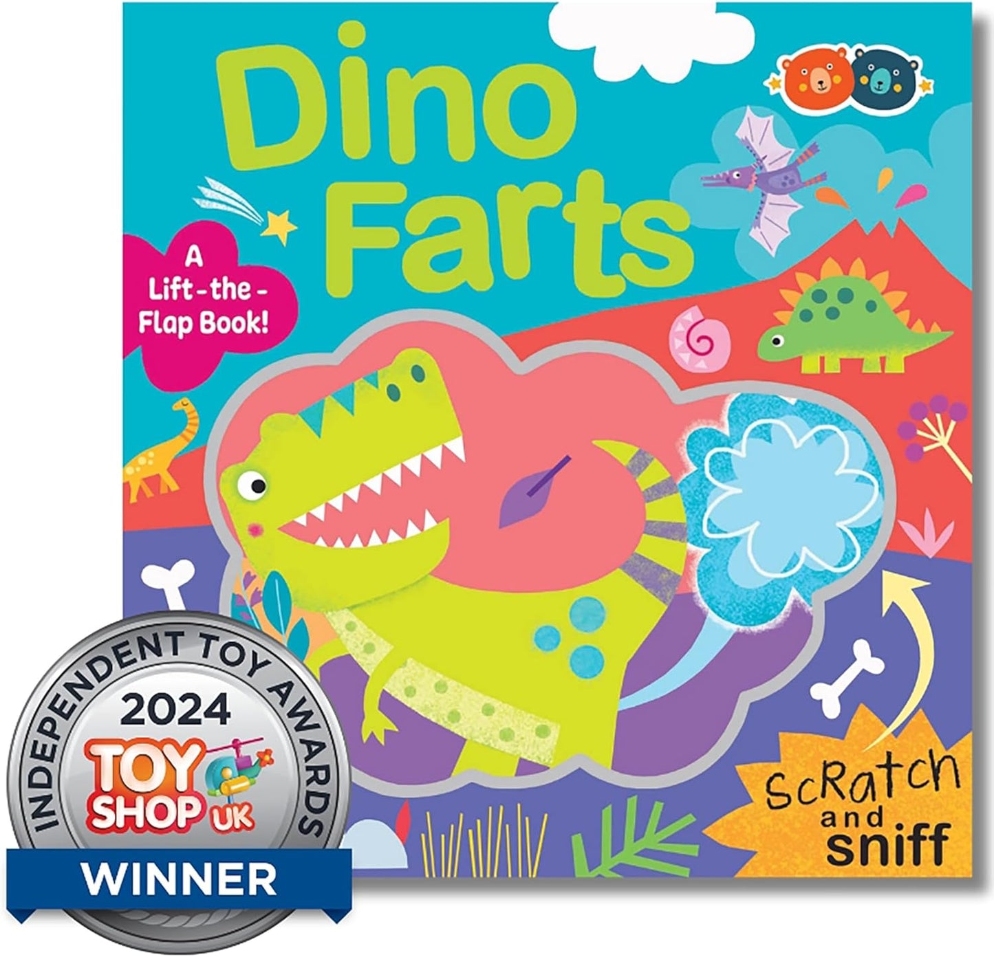 Buddy & Barney: Scratch & Sniff Book - Dino Farts - Rhyming Prehistoric Board Book, Lift-The-Flap & Smell, 7 Hilarious Real Scents, Sensory, Kids 3+