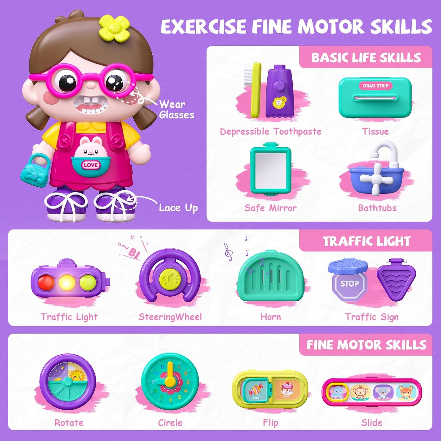 Montessori Busy Board Toys for 1 Year Old Boy, 1 Year Old Boy Birthday Gift, 54-in-1 English & Spanish Baby Busy Board Montessori Toys, Ideals 1st Birthday Gifts Boy, 1 Year Old Boy Toys Gifts