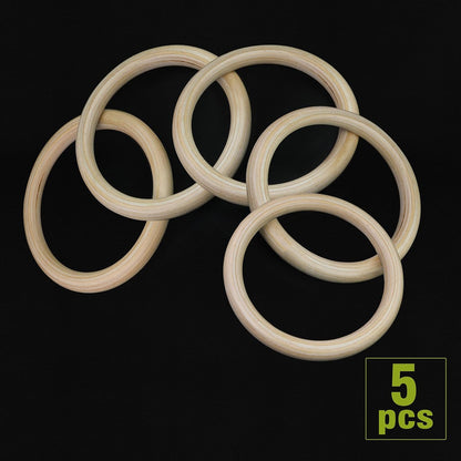FoDau770 5pcs Natural Beech Wooden Rings, Unfinished Solid Wood Rings Heavy Duty Wood Circles, Macrame Craft Circles for Party, Home Decor & DIY Making - Outer Diameter: 3 Inch