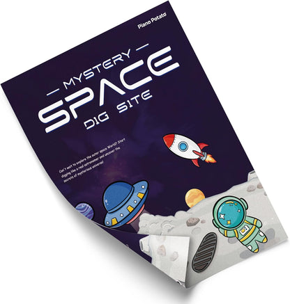 Mystery Space Dig Kit for Kids - 5-in-1 Solar System Excavation Toy with 5 Cosmic Treasures (Obsidian, Astronaut, Rocket, UFO, Footprint) - STEM Science Educational Gift for Boys & Girls