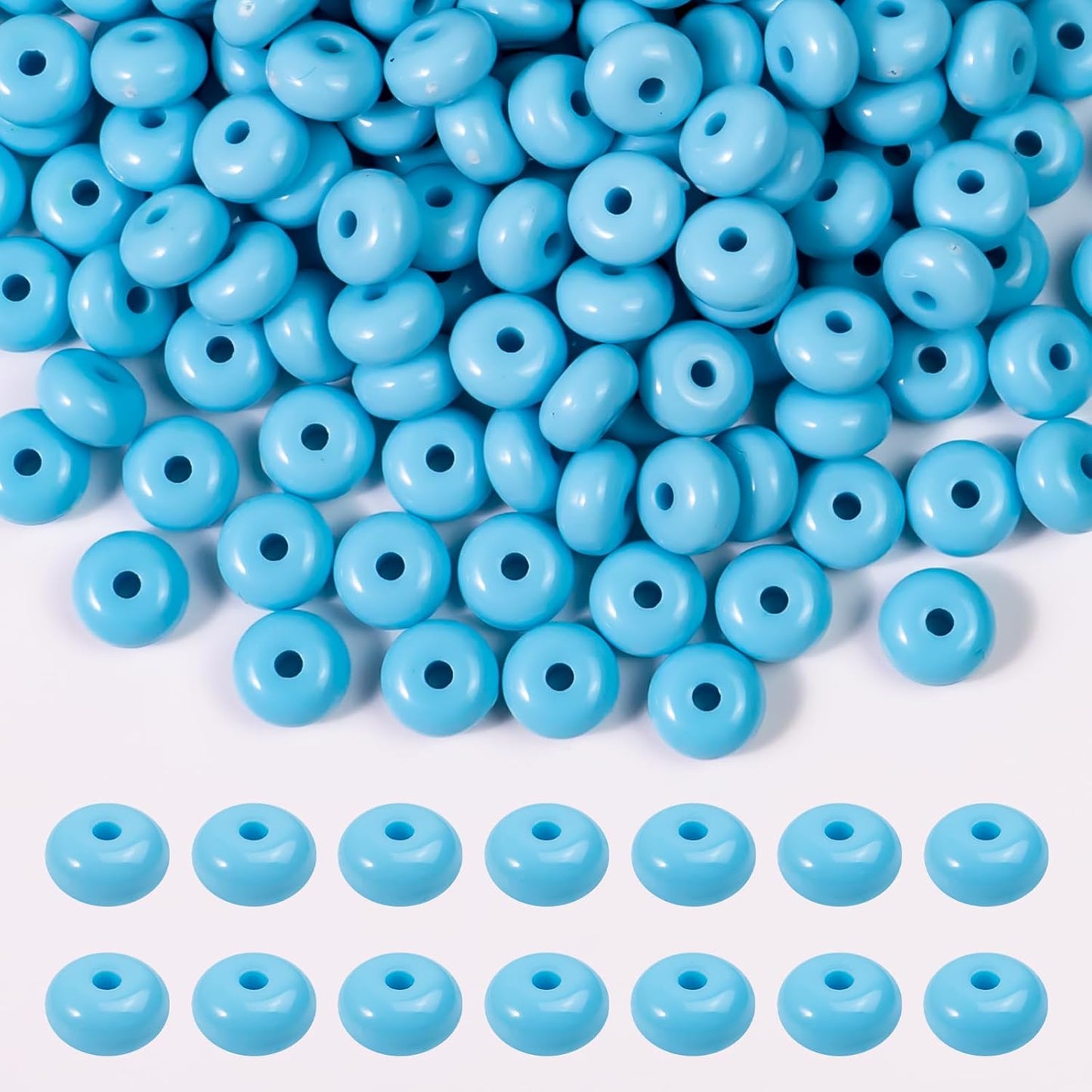 500PCS 8mm Acrylic Lentil Beads, White Abacus Beads Loose Beads for Crafts, Acrylic Spacer Beads for Jewelry Bracelet Necklace Making, Beads for Pens Charms Crafts, Small