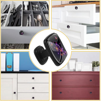 4 Pack Cabinet Knobs Drawer Pulls, 30mm Round ABS Glass Drawer Hardware Growing Purple Butterflies Cabinet Handles with Screws for Dressers Kitchens Cupboard