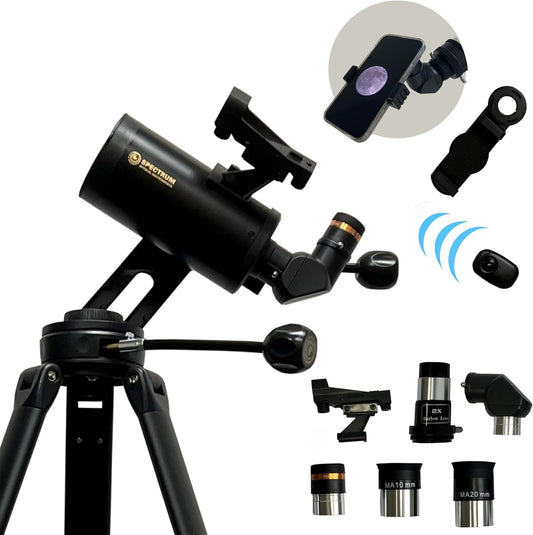 SpectrumOI Telescope for Adults and Kids, 70mm Maksutov Telescope for Adults Astronomy, Telescope for Kids 8-12 Telescopio for Astronomical Exploration and Kids' Fascination with Astronomy,AZ Mount