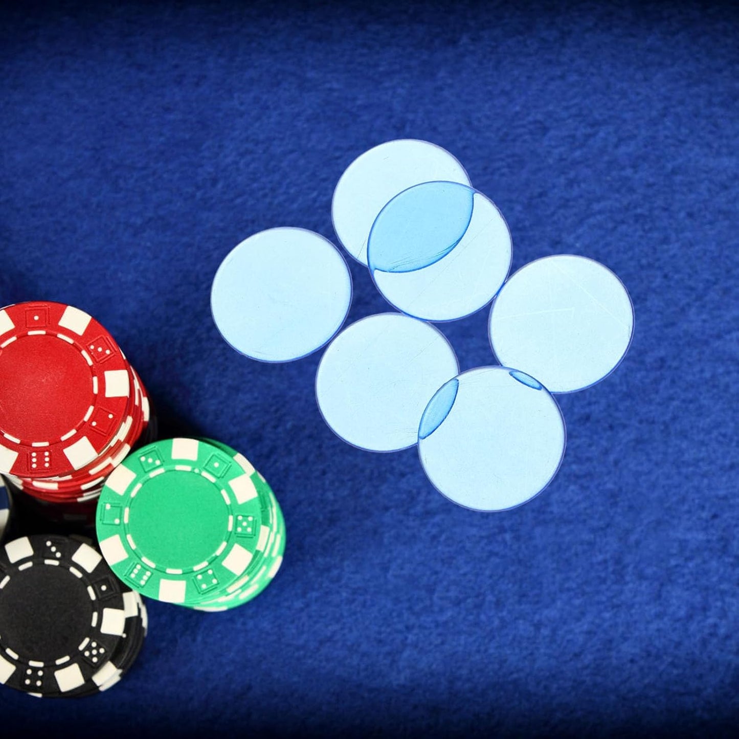 100pcs Blue Bingo Chips Acrylic Counting Chips for Night and Classroom Math Activities Poker Tokens Group Game Counters