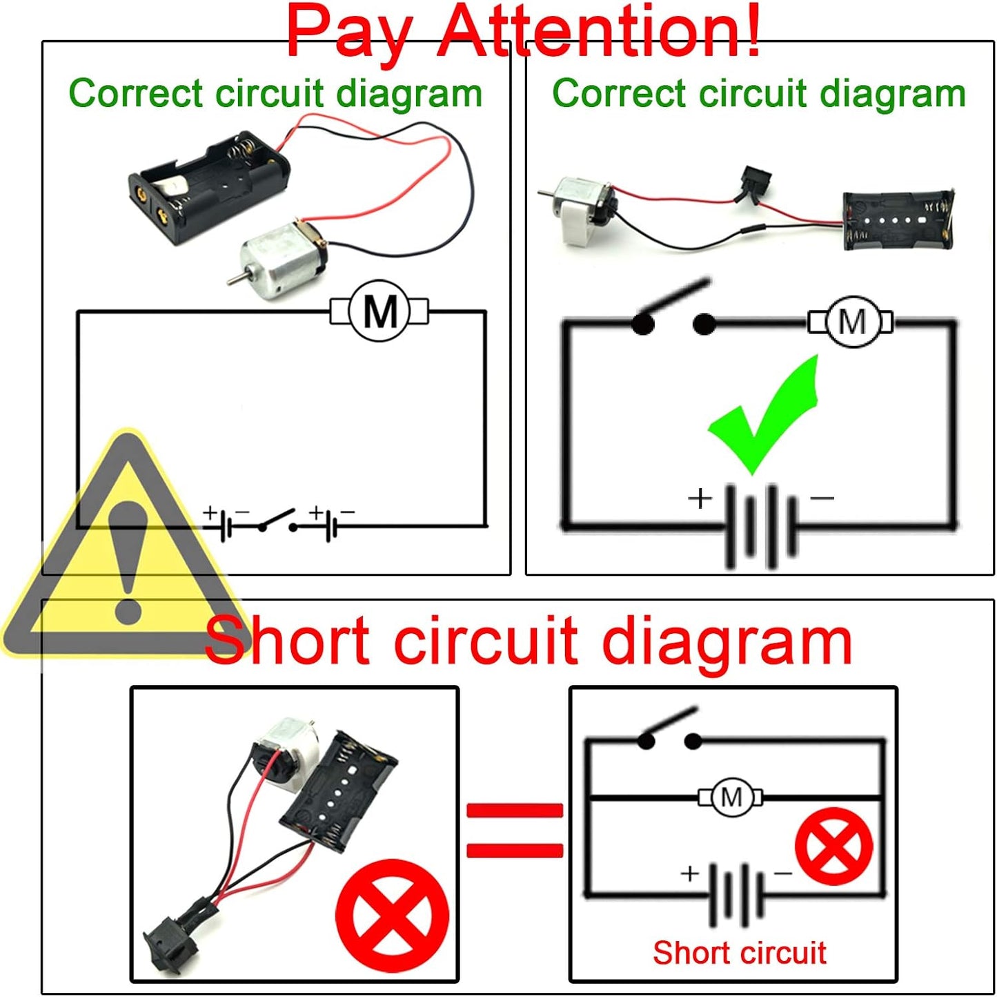EUDAX 6 Set Rectangular Mini Electric 1.5-3V 24000RPM DC Motor with 84 Pcs Plastic Gears,Electronic Wire, 2 x AA Battery Holder,Boat Rocker Switch,Shaft Propeller for DIY Science Projects